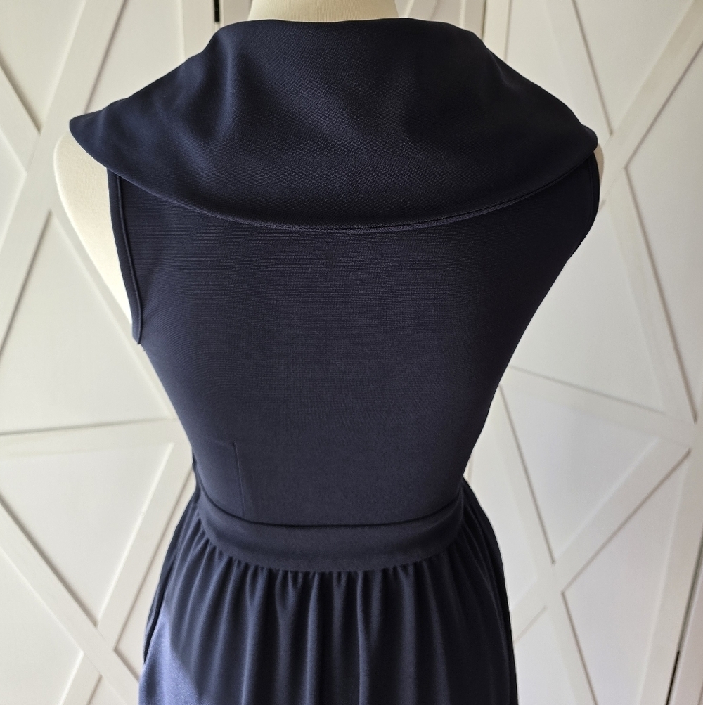 Vintage ModCloth Navy Blue A-Line Midi Dress - Picture 7 of 11